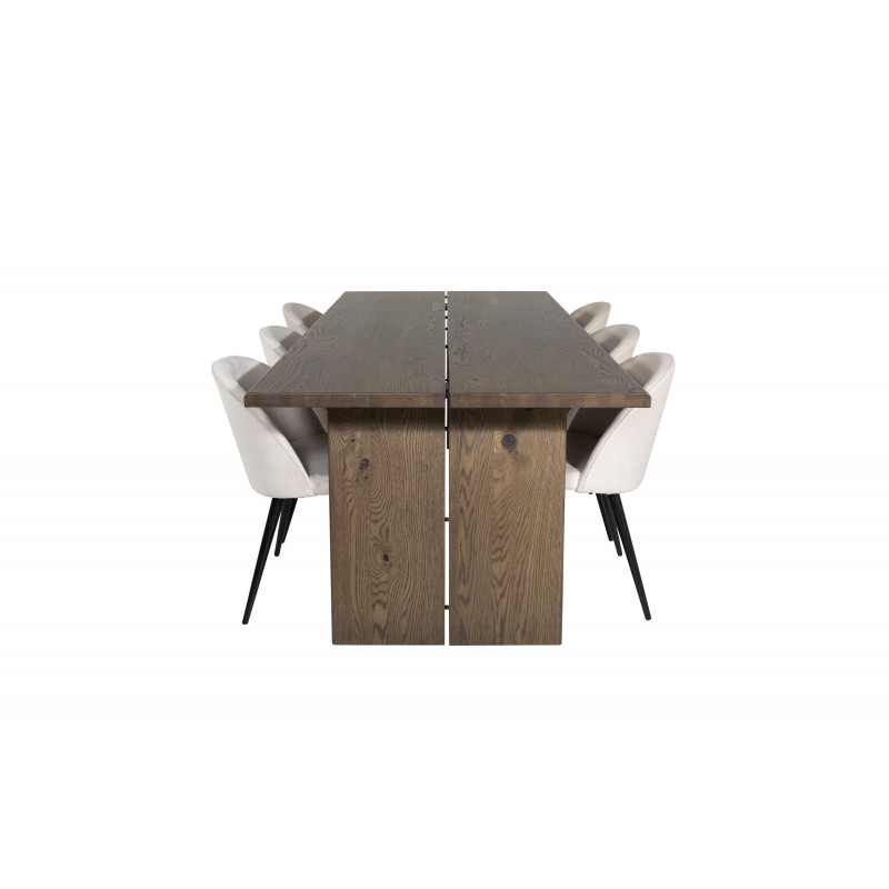 Logger t Spisebordssæt  - Beige, Sort og Natur