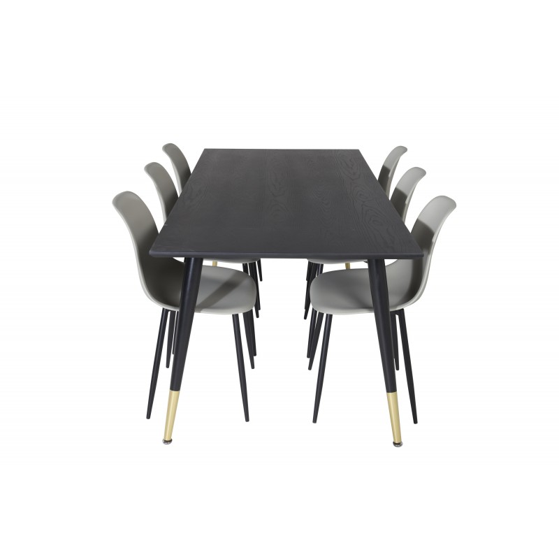 Dipp Spisebordssæt - Sort, Messing Grå billede