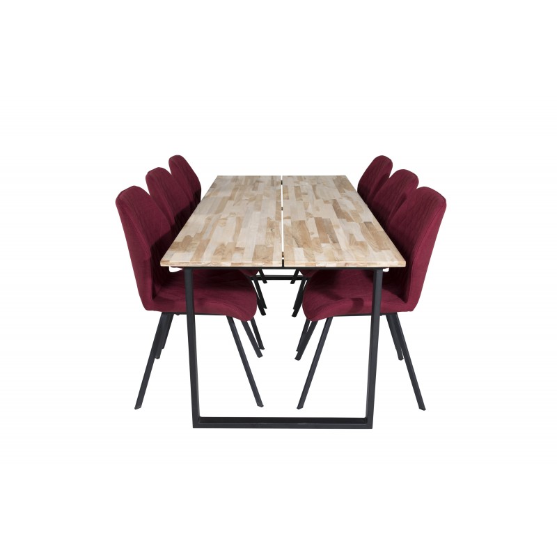 Cirebon  Spisebordssæt  - Sort og Natur og Rød