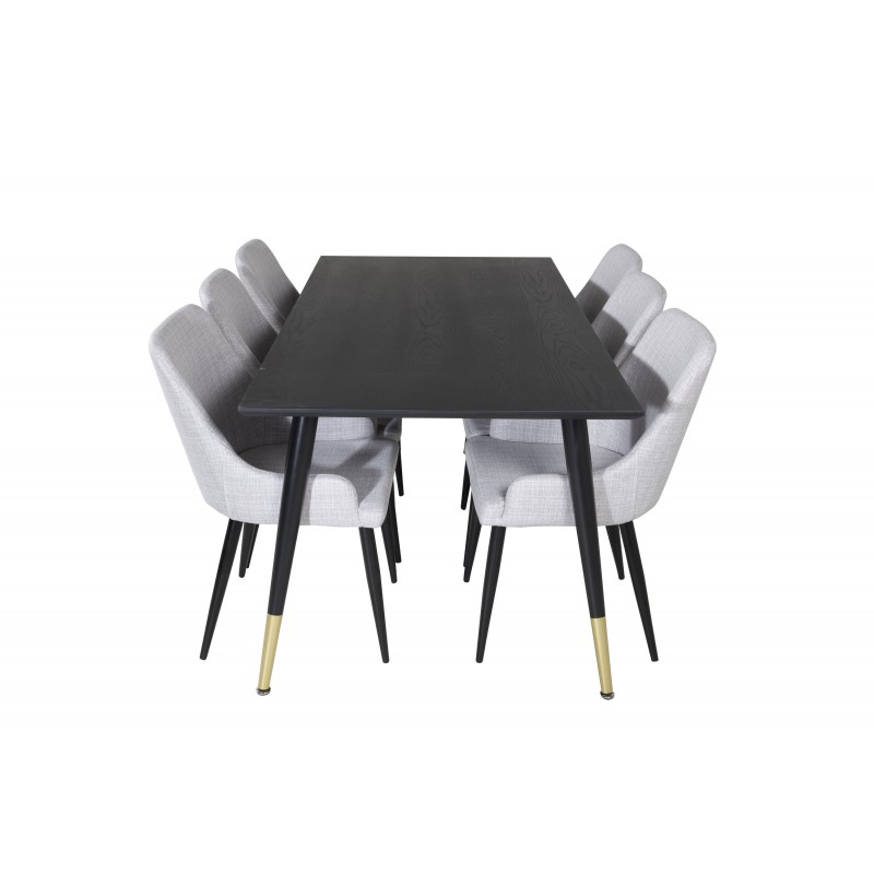 Dipp  Spisebordssæt  - Sort, Messing og Lysegrå billede