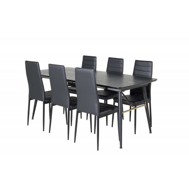 Guld t Spisebordssæt - Sort og Messing billede