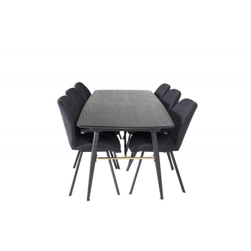 Guld Spisebordssæt - Sort og Messing billede