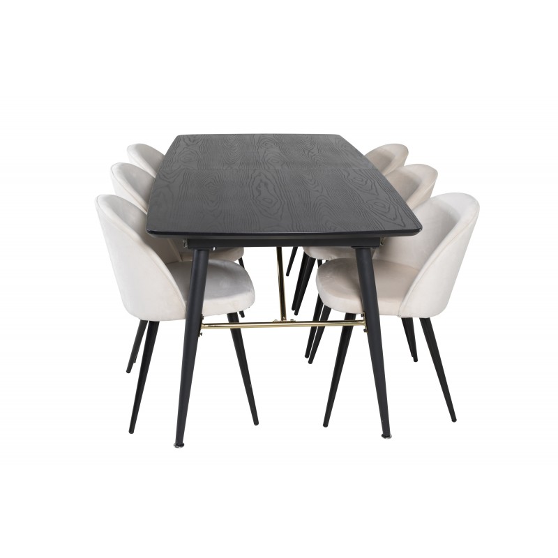 Guld t Spisebordssæt - Beige og Sort billede