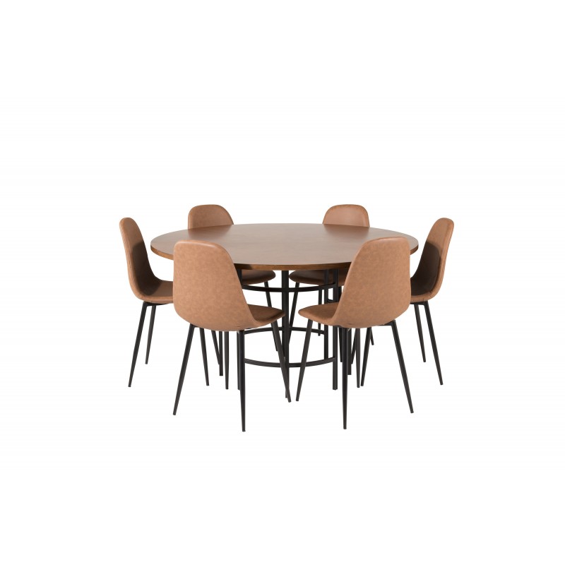 Hjallese Rundt Spisebordssæt - Sort og Brun billede