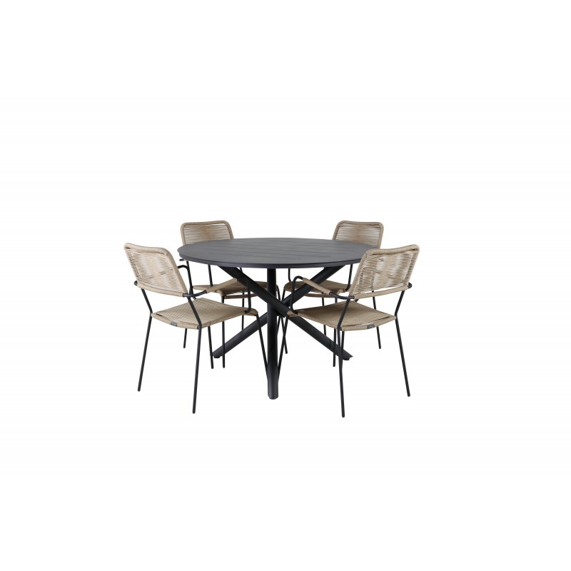 Alma Rundt Spisebordssæt - Beige,Sort