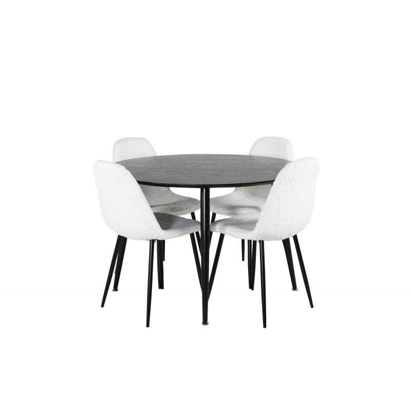 Dipp Rund Spisebordssæt  - Sort og Hvid