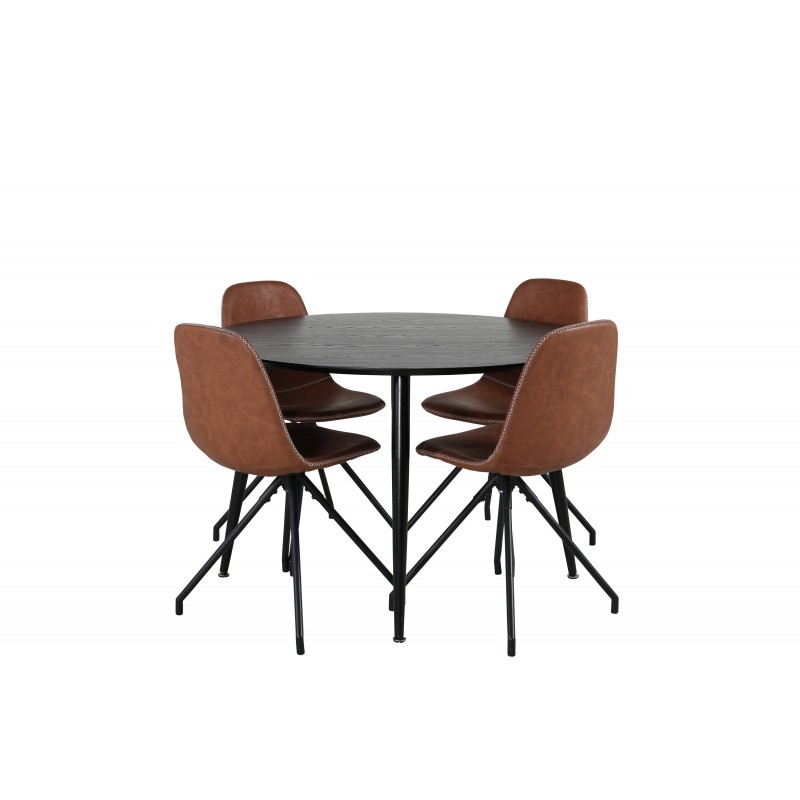 Dipp Rundt Spisebordssæt - Sort og Brun billede