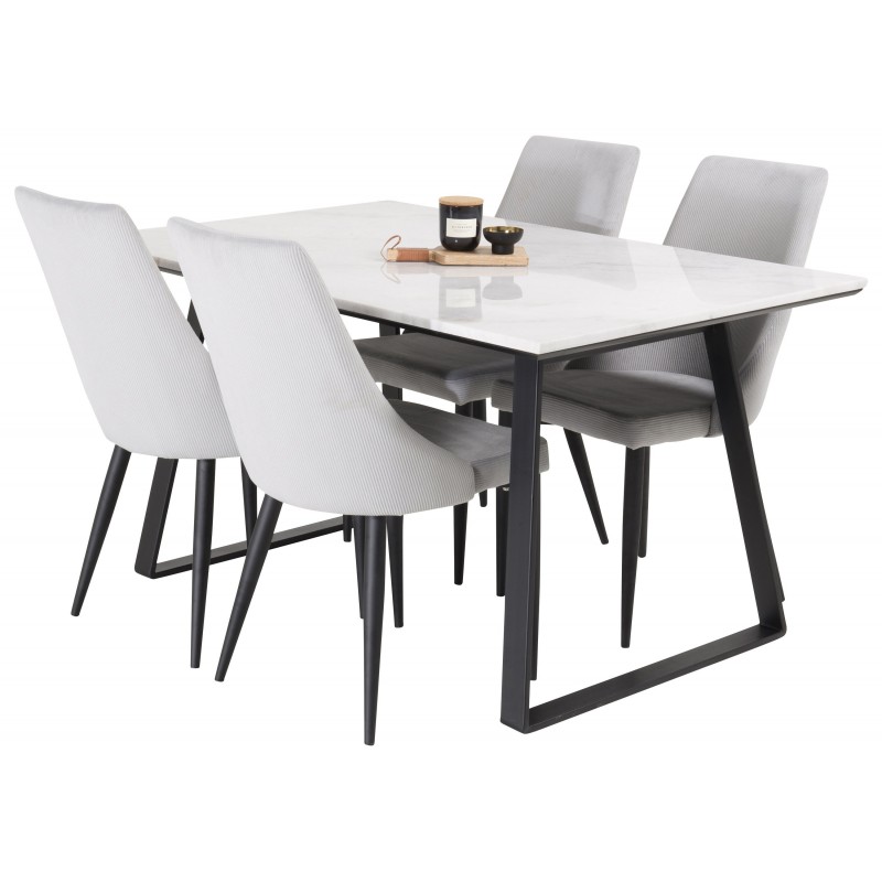 Estelle Marmor Spisestuesæt med 4 spisestole billede