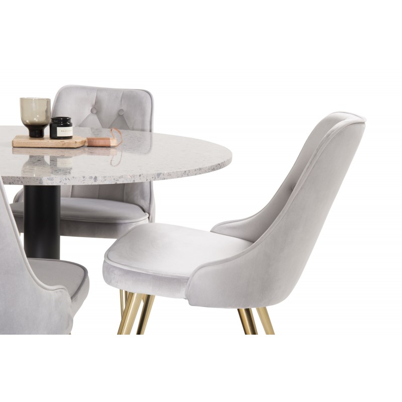 Razzia Rundt Spisebordssæt - Sort, Messing og Lysegrå billede