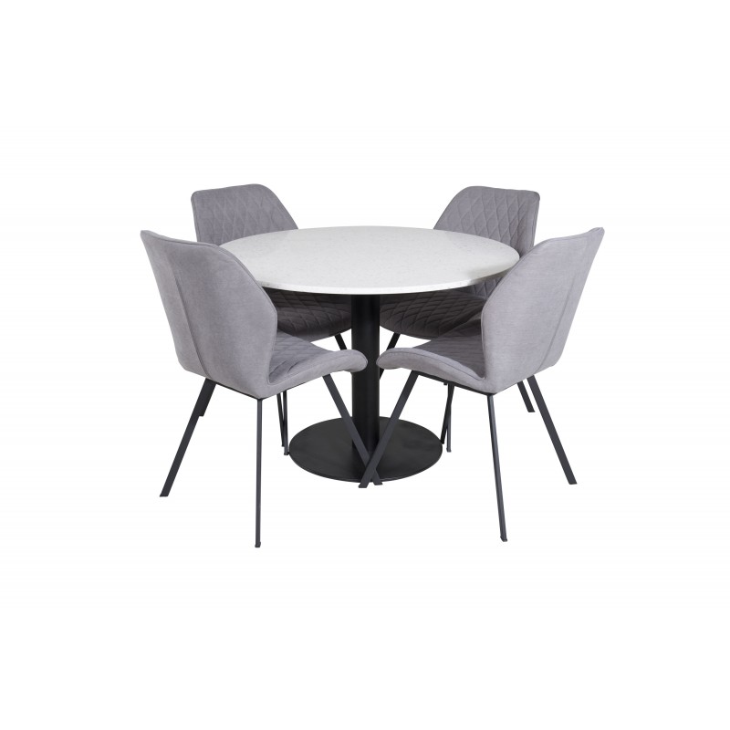 Razzia Rundt Spisebordssæt  - Sort Grå og Hvid