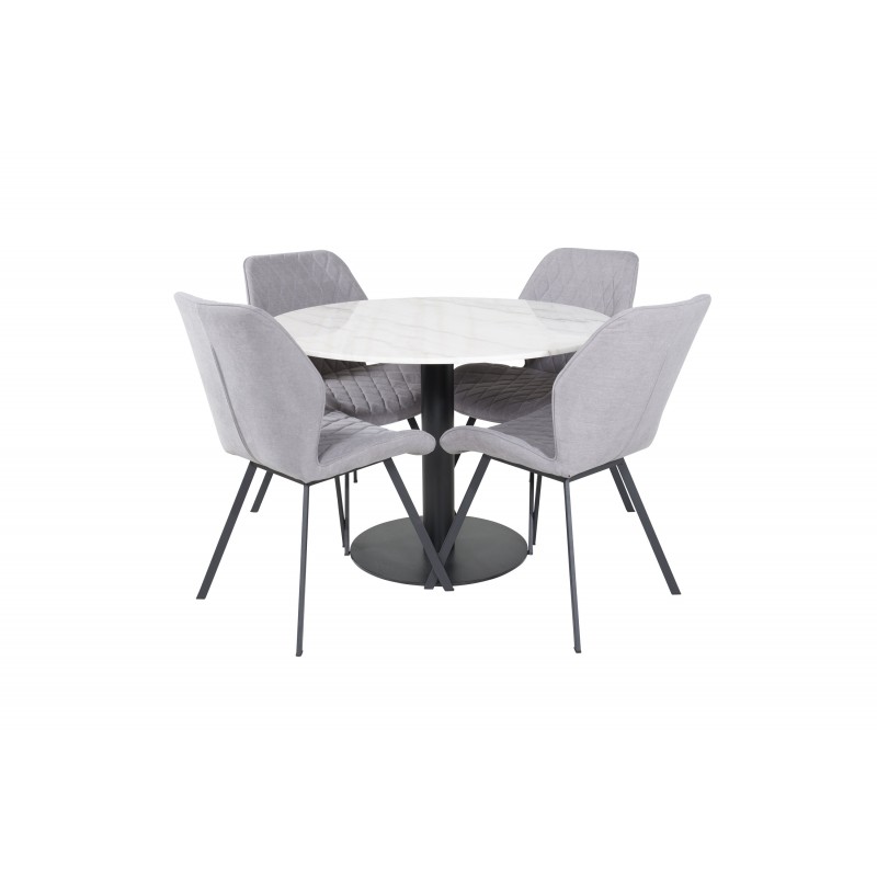 Estelle Rundt Spisebordssæt  - Sort Grå og Hvid billede