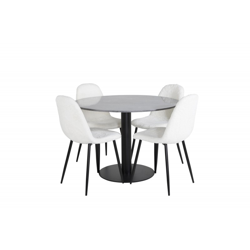 Estelle Rundt Spisebordssæt - Sort og Hvid billede