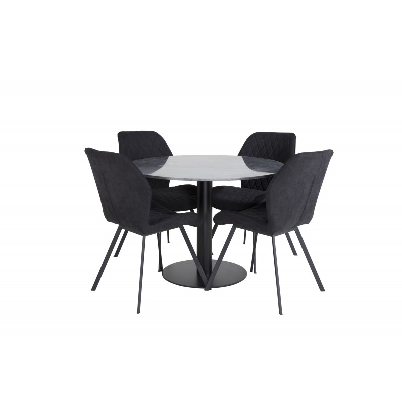 Estelle Rundt Spisebordssæt  - Sort billede