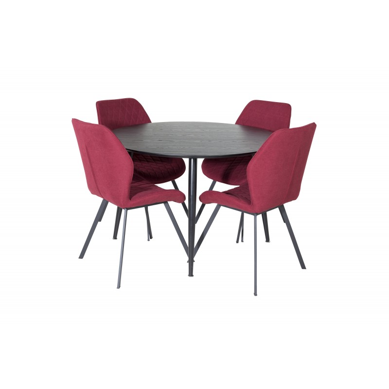 Dipp Rundt Spisebordssæt - Sort og - Rød billede