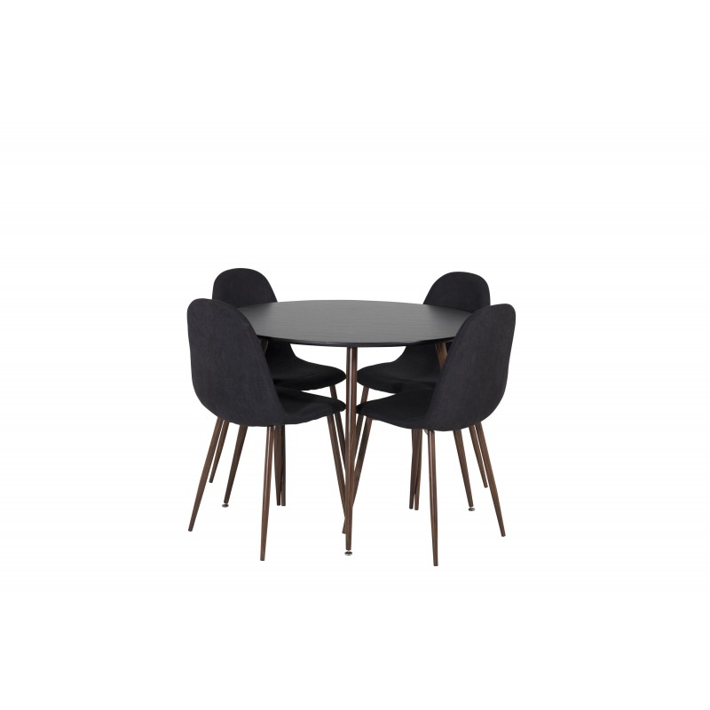 Plaza Rundt Spisebordssæt  - Sort og Natur billede