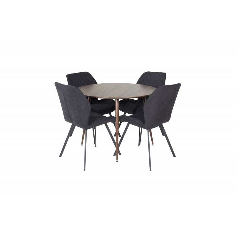 Plaza Rundt Spisebordssæt - Sort og Natur