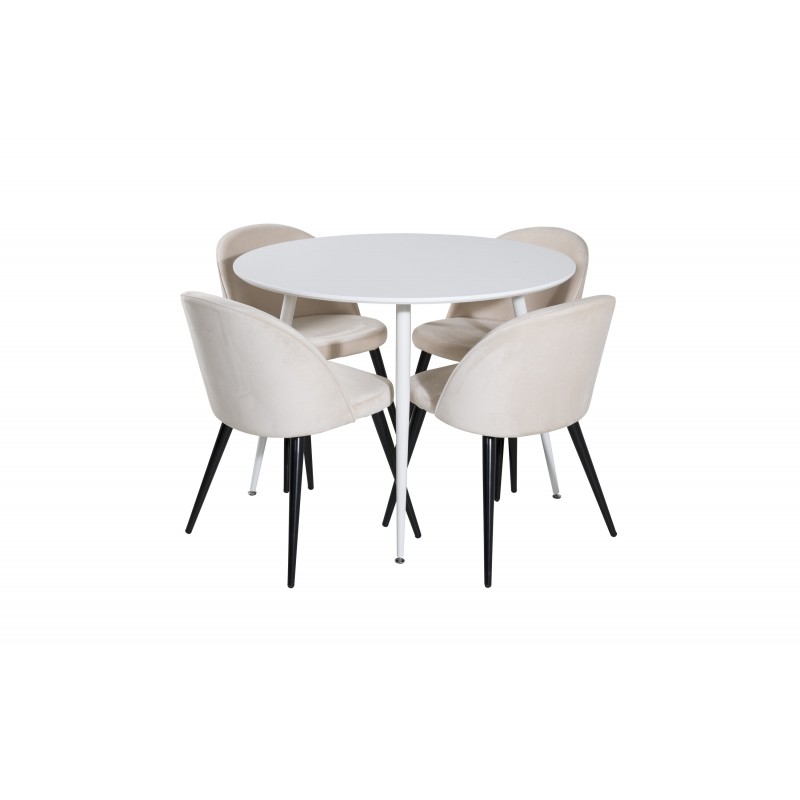 Plaza Rundt Spisebordssæt - Beige, Sort og Hvid billede