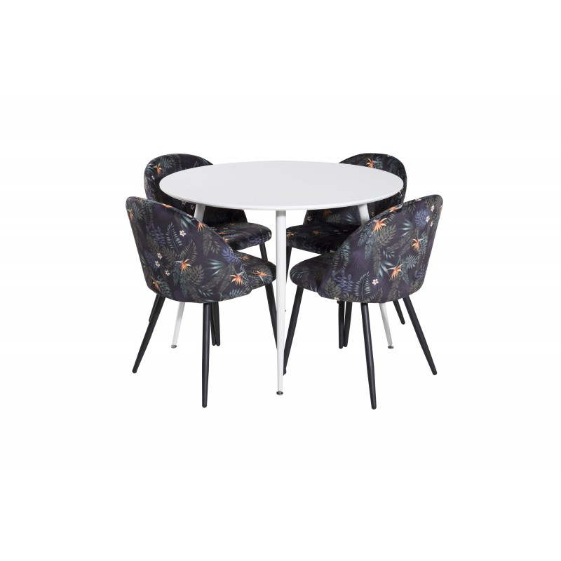 Plaza Rundt Spisebordssæt  - Sort og Hvid billede