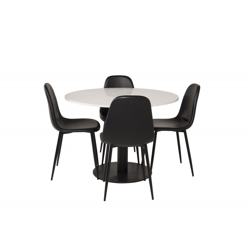 Razzia Rund Spisebordssæt  - Sort og Hvid