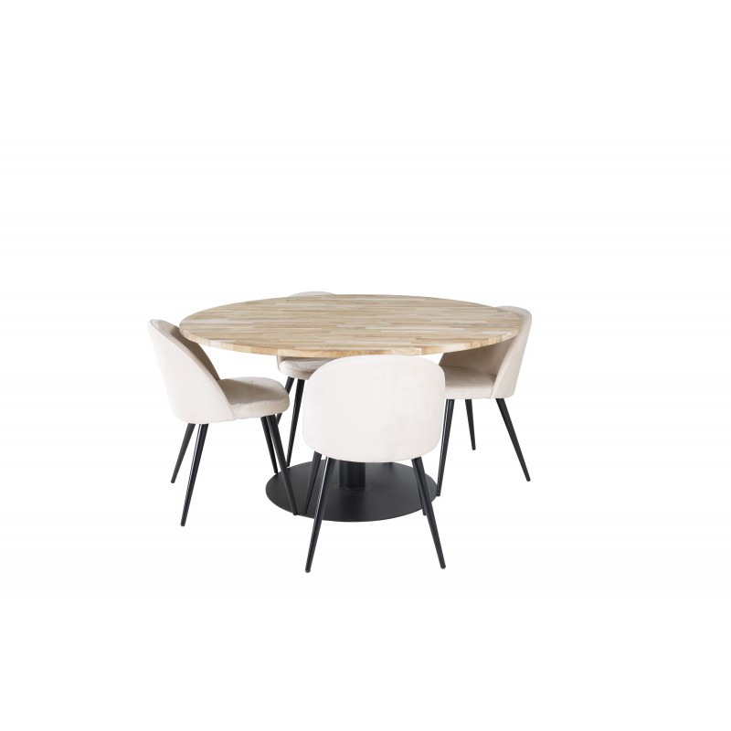 Cirebon Rund Spisebordssæt  - Beige, Sort og Natur