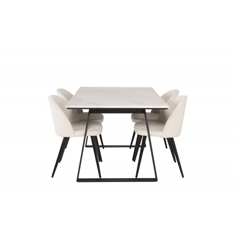 Estelle t Spisebordssæt - Beige, Sort og Hvid