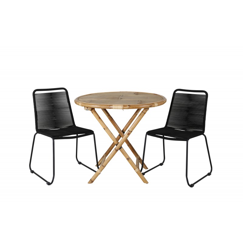 Cane Rundt Loungesæt - Havemøbelsæt - Sort,Natur