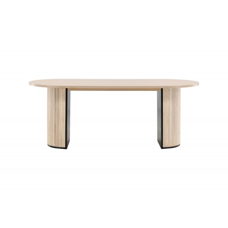 Bianca Ovalt spisebord - Sort og Natur billede