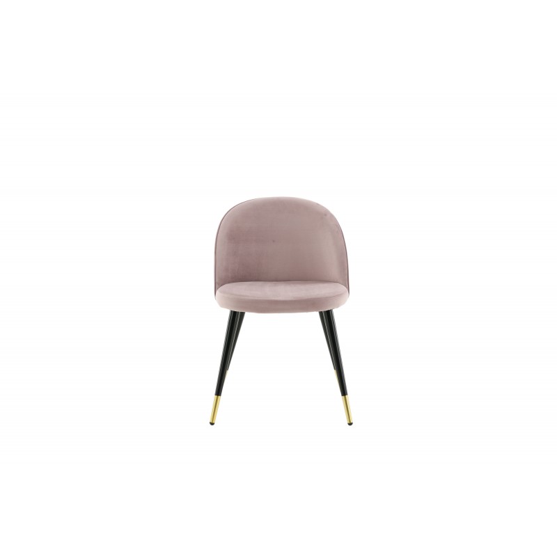 Fløjl Spisebordsstol - Sort, Støvet Rosa Messing billede