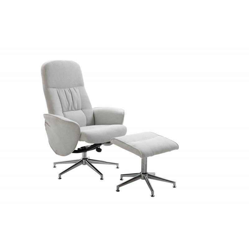 Rolf Lænestol med Tilbagelæning - Krom og Gråbeige billede