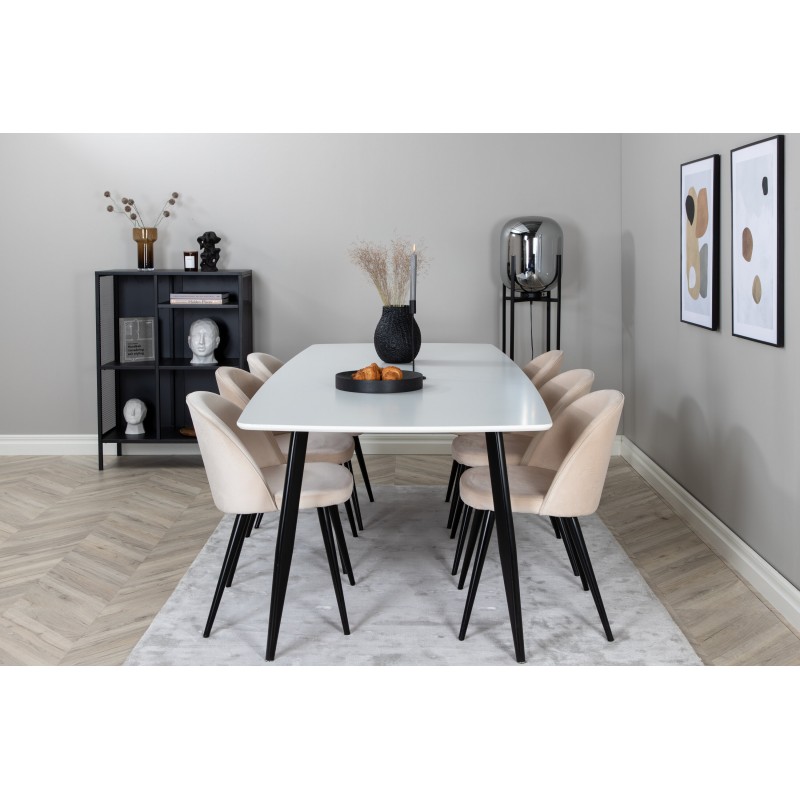 Spisebordssæt Polar med Spisebordsstole i Velour