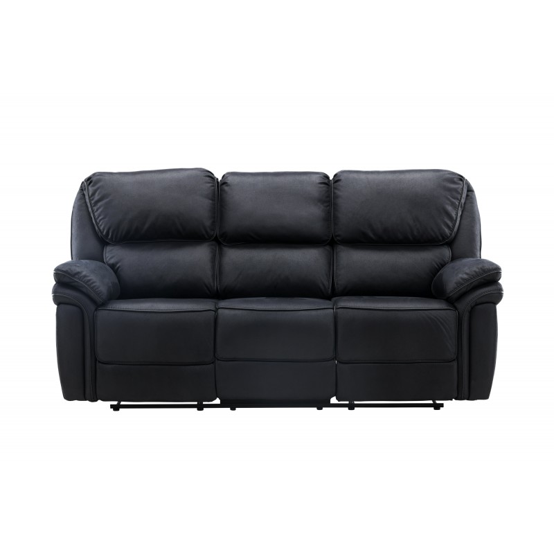 Christopher 3 pers Recliner Sofa - Sort Ruskindsblød mikrofiber