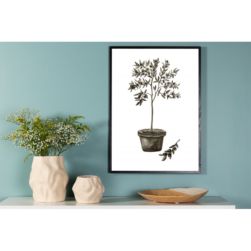 Olive Plakat - Grøn og Hvid billede