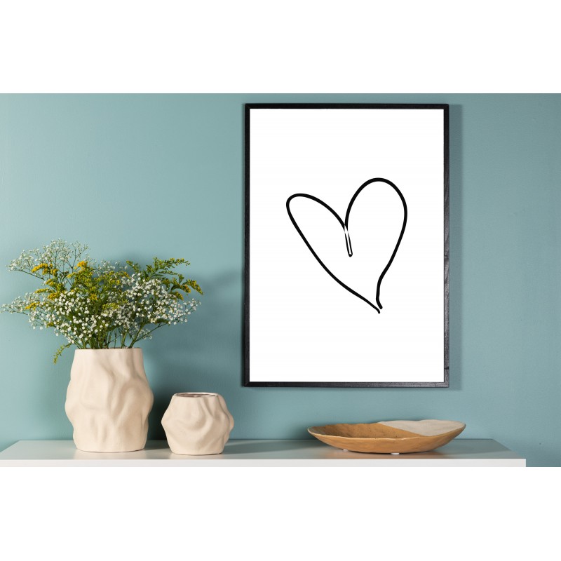 Hjerteplakat - Sort og Hvid billede