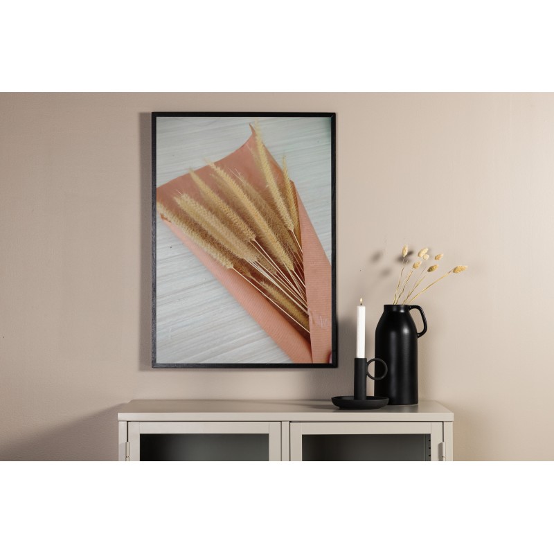 Plakat med Tørrede Blomster  - Beige og Pink billede