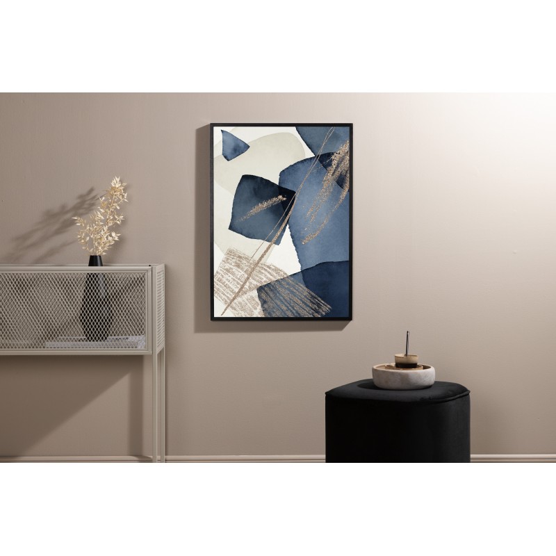 Blåt Hvirvel Plakat - Beige