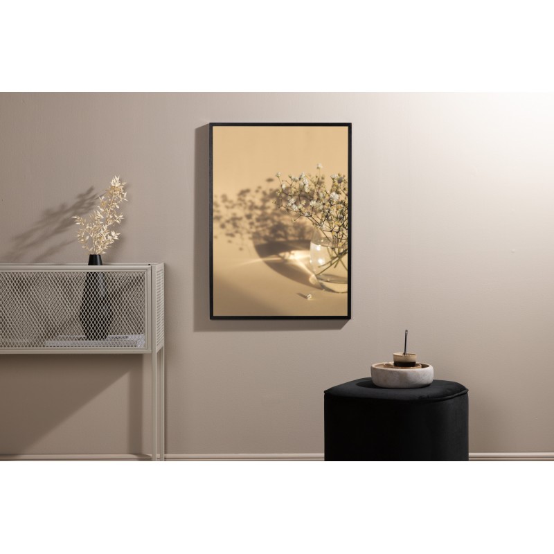 Hvide Blomster Plakat - Beige billede