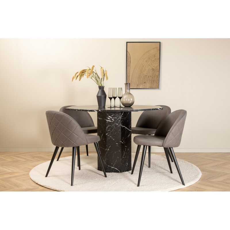 Marbs Rundt Spisebordssæt - Sort og Grå