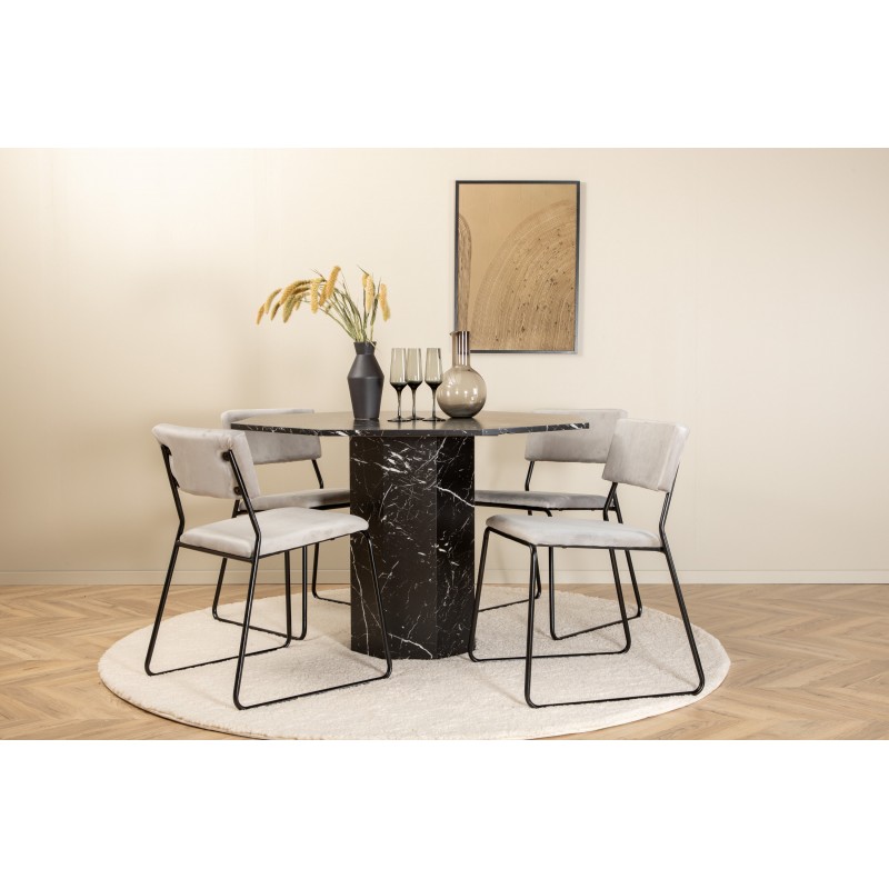 Marbs Rundt Spisebordssæt - Sort og Lysegrå