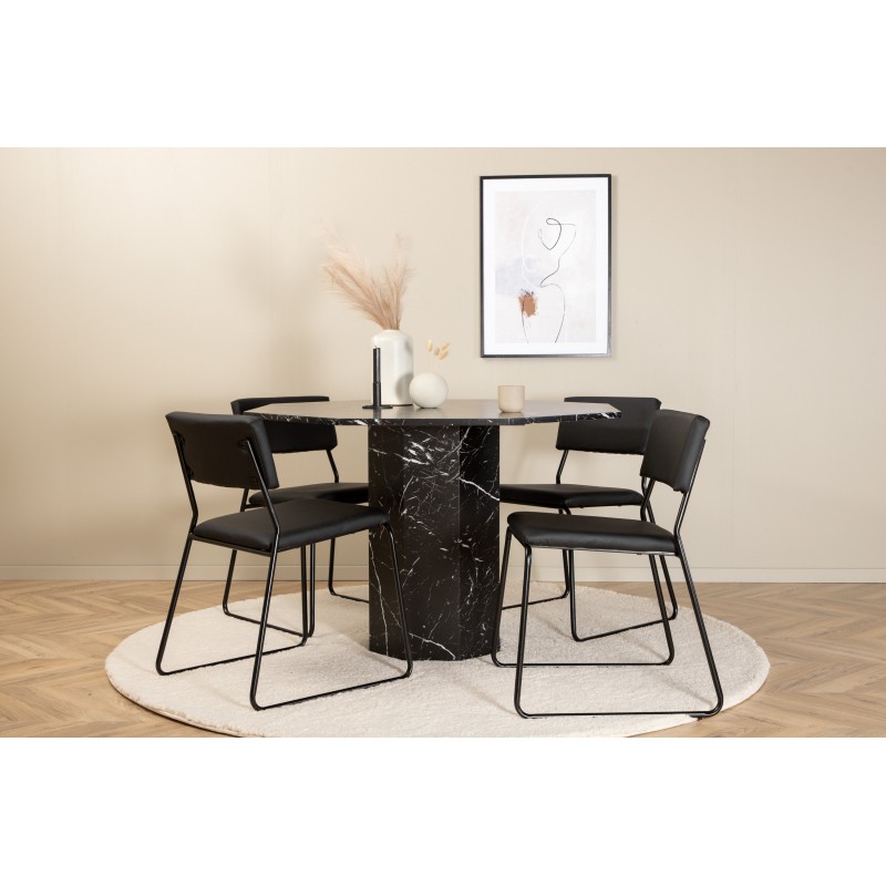 Marbs Rundt Spisebordssæt  - Sort