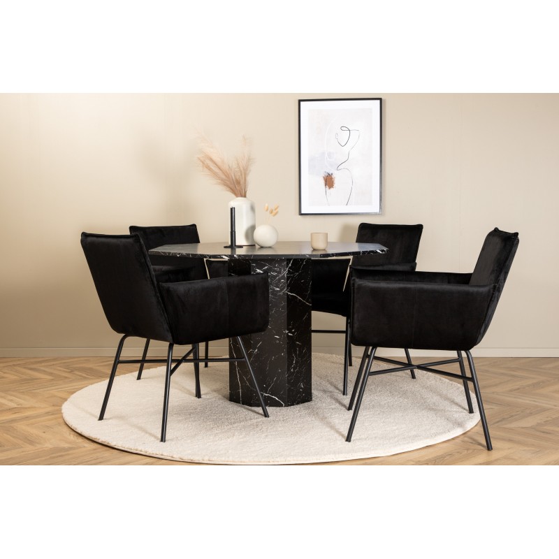 Marbs Rundt Spisebordssæt - Sort