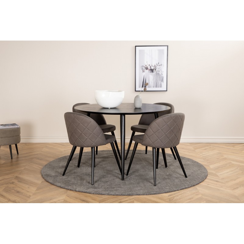 Dipp Rundt Spisebordssæt - Sort og Grå