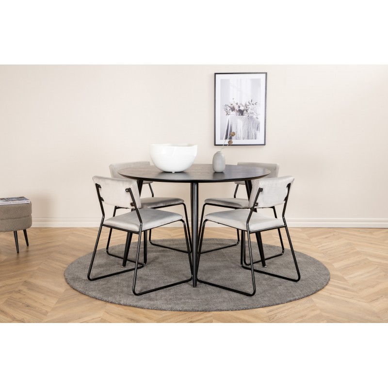 Dipp Rundt Spisebordssæt - Sort og Lysegrå