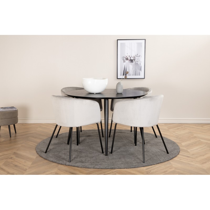 Dipp Rundt Spisebordssæt - Sort og Lysegrå