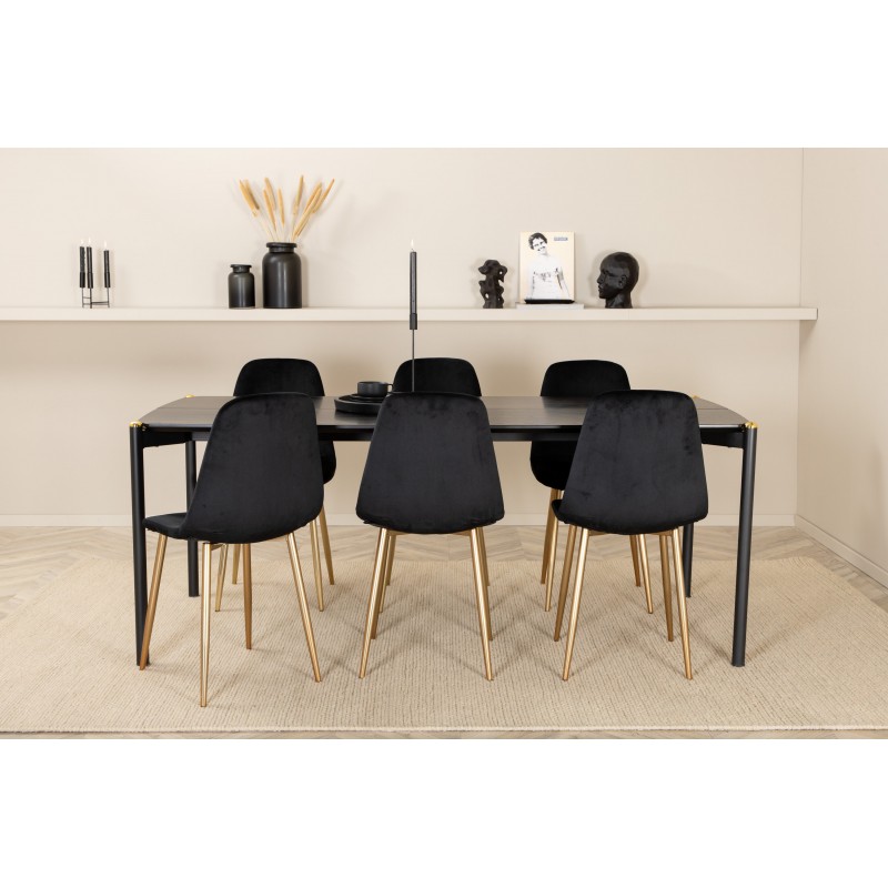 Pelle e Spisebordssæt - Sort og Messing