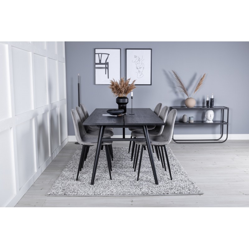 Slank t Spisebordssæt - Sort og Grå