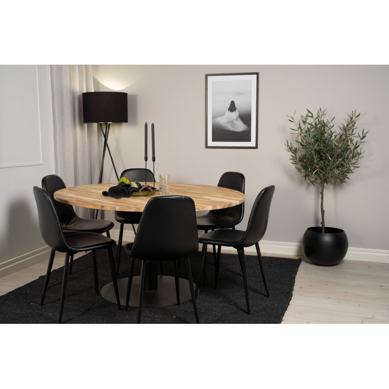 Cirebon Rundt Spisebordssæt - Sort og Natur