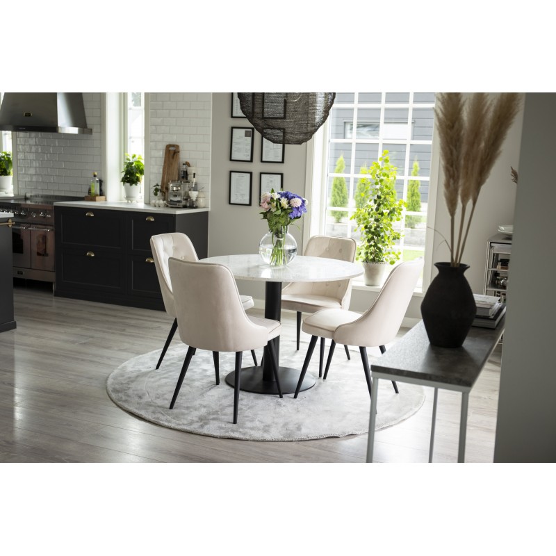 Razzia Rundt Spisebordssæt - Beige, Sort og Hvid