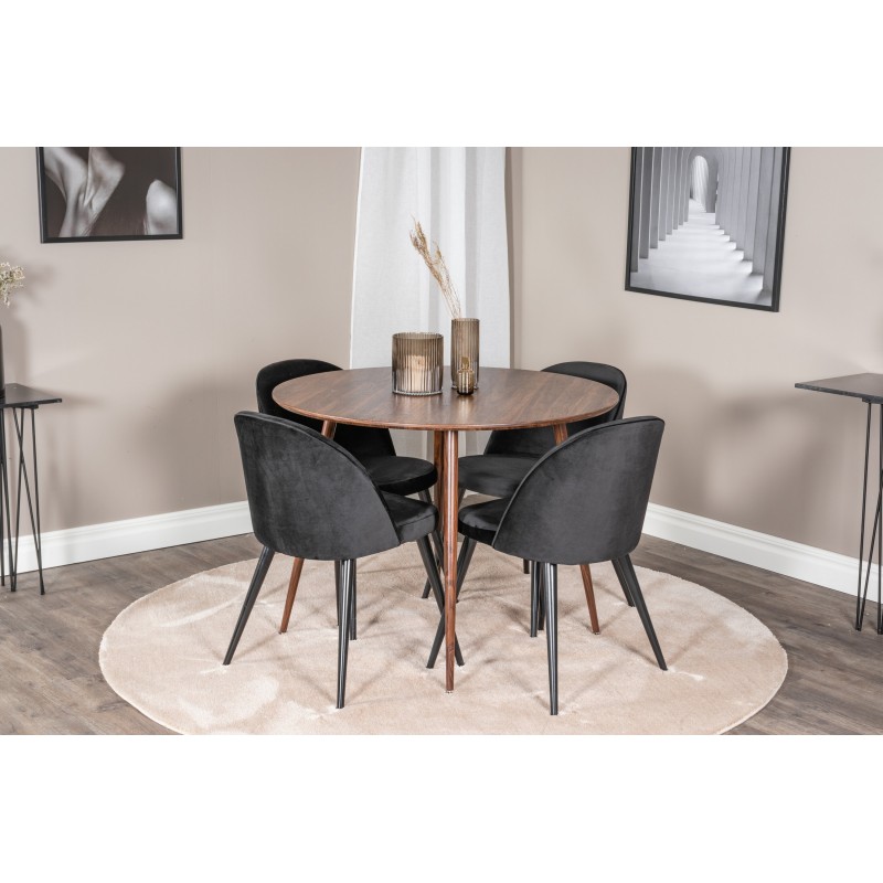 Plaza Rundt Spisebordssæt - Sort og Natur