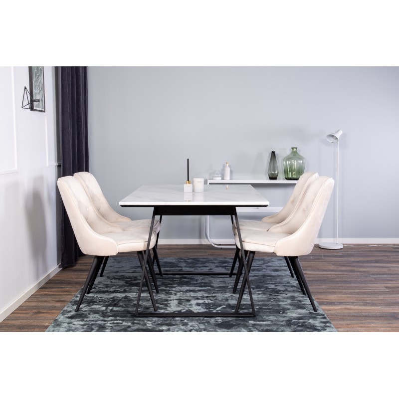 Estelle t Spisebordssæt  - Beige, Sort og Hvid