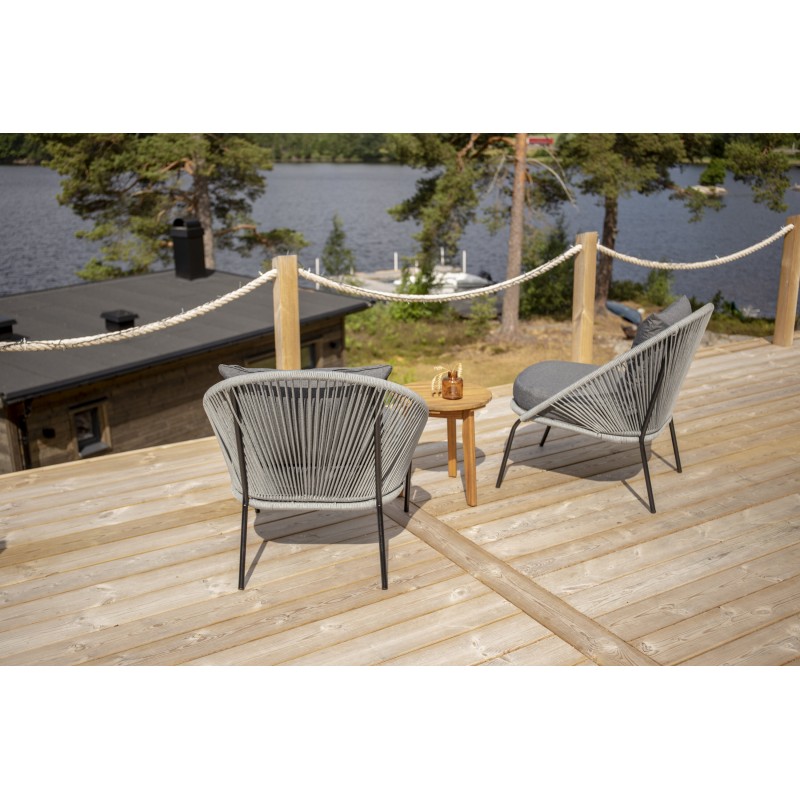Chania Rundt Loungesæt - Havemøbelsæt - Grå,Natur